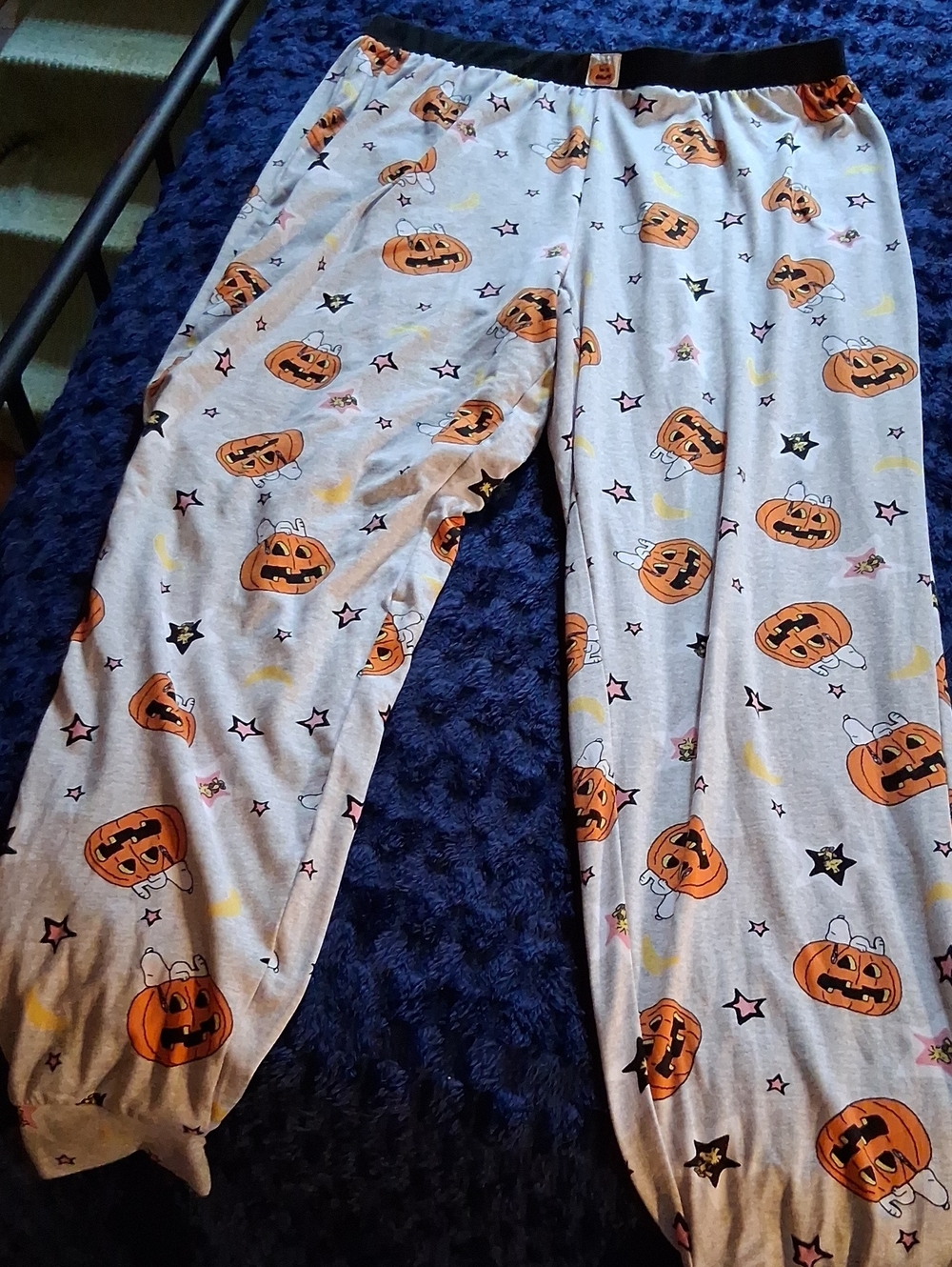 Mens Or Womens Halloween Pumpkin Pajama Pants - Gray & Orange